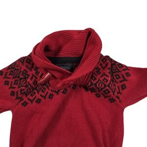 Gioberti Boys Red Fair Isle Knit Shawl Collar Toggle Sweater Preppy Old Money 2T